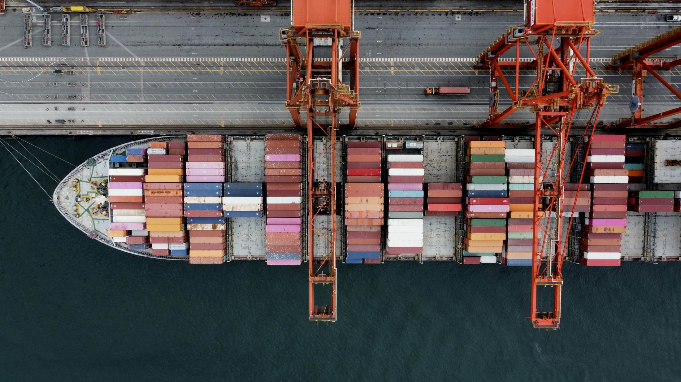 Cargo ship loaded with containers at port